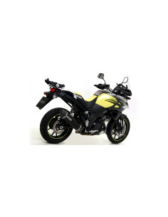 Silencieux ARROW Maxi Race-Tech en alu noir embout carbone - homologué CE - SUZUKI V-STROM 1000 2014-20 - V-STROM 1050 2020-26 2