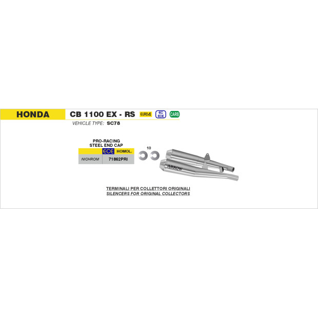 Paire de silencieux ARROW Pro-Racing en nichrome - homologuée CE - HONDA CB 1100 EX/RS 2017-2020