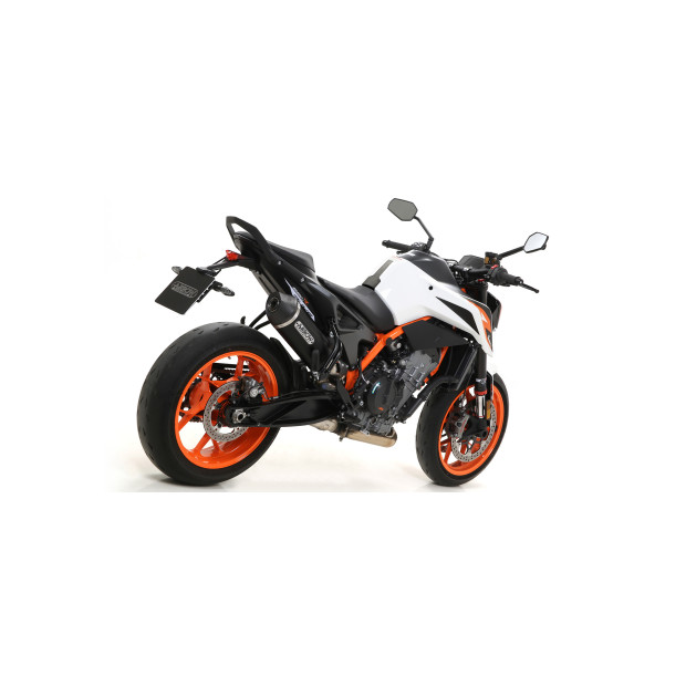 Silencieux ARROW Race-Tech en aluminium noir avec embout carbone - homologué CE - KTM 790 DUKE 2018-2023 - 890 DUKE R 2020-2023