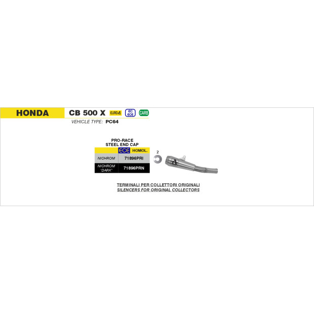 Silencieux d'échappement ARROW Pro-Race en nichrome noir - homologué CE - HONDA CB 500 X 2019-2020
