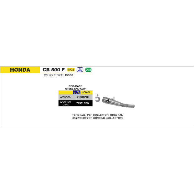 Silencieux d'échappement ARROW Pro-Race en nichrome - homologué CE - HONDA CB 500 F - CBR 500 R 2019-2020