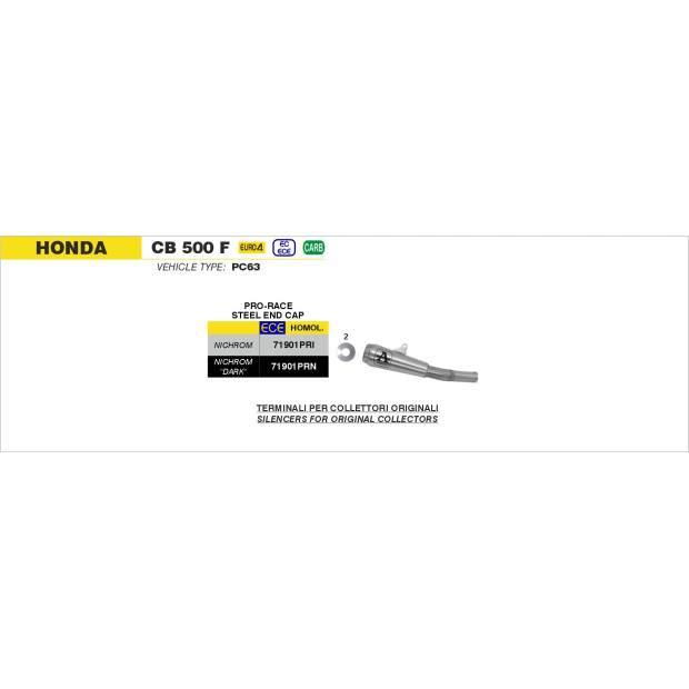 Silencieux d'échappement ARROW Pro-Race en nichrome noir - homologué CE - HONDA CB 500 F - CBR 500 R 2019-2020