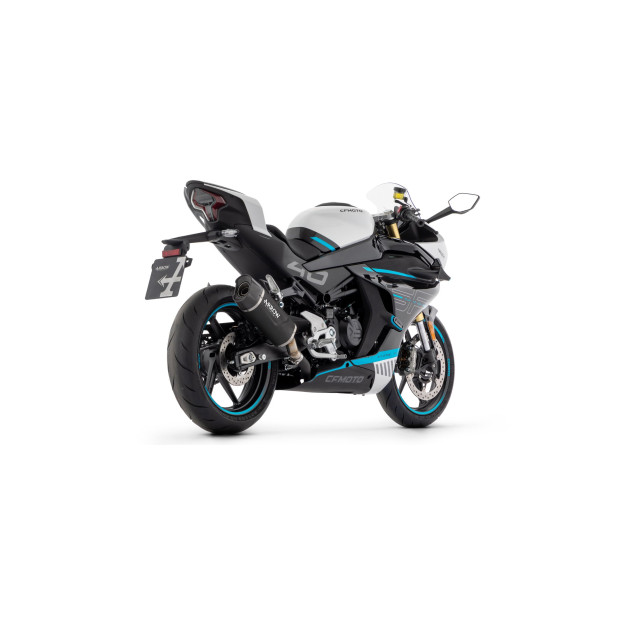 Silencieux ARROW Indy Race EVO en aluminium noir avec embout carbone - homologué CE - CF MOTO 450NK / 450SR 2023-2026