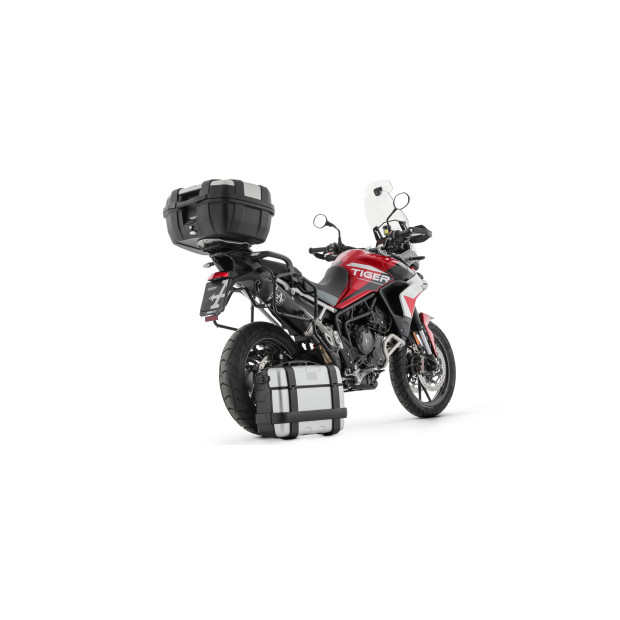 Silencieux d'échappement ARROW Veloce pour valises latérales en aluminium noir avec embout carbone - homologué CE - TRIUMPH