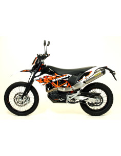 Silencieux ARROW Race-Tech en aluminium noir avec embout carbone - homologué CE - KTM 690 ENDURO R - 690 SMC 2009-2016