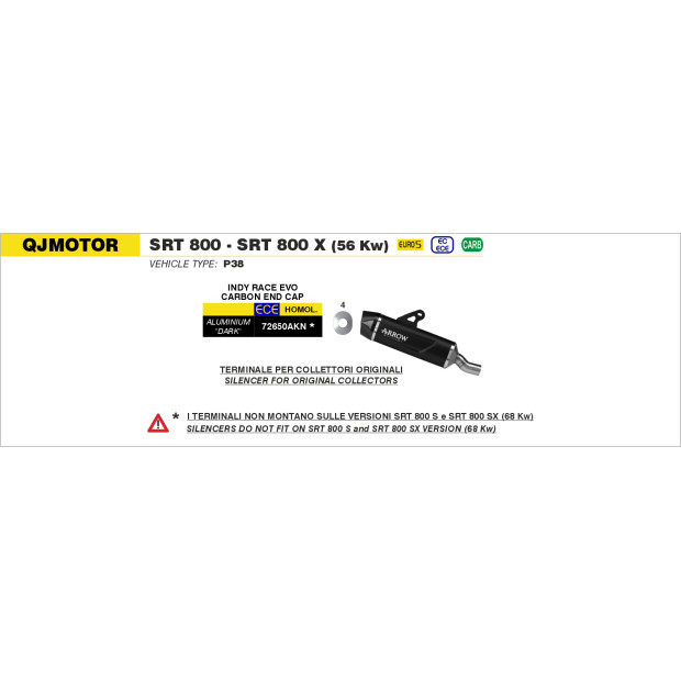 Silencieux d'échappement ARROW Indy Race EVO en aluminium noir avec embout carbone - homologué CE - QJMOTOR