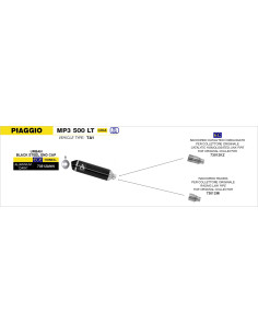 Silencieux d'échappement ARROW Urban en aluminium noir avec embout inox noir - homologué CE - PIAGGIO MP3 500 LT 2017-2018