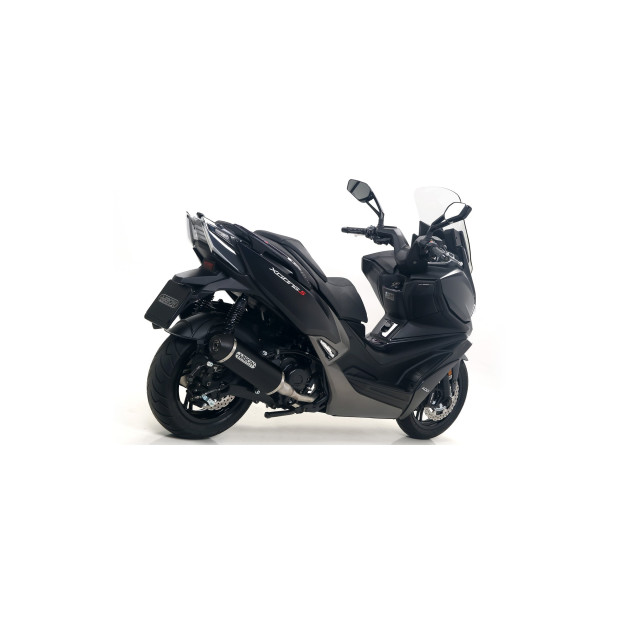 Silencieux d'échappement ARROW Urban en aluminium noir avec embout inox noir - homologué CE - KYMCO XCITING 400I S 2019-2020