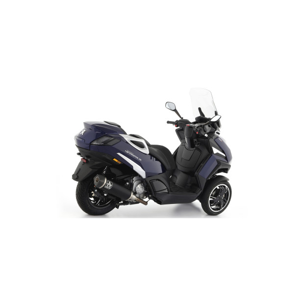 Silencieux d'échappement ARROW Urban en aluminium noir avec embout inox noir - homologué CE - PEUGEOT METROPOLIS 400 2017-2021