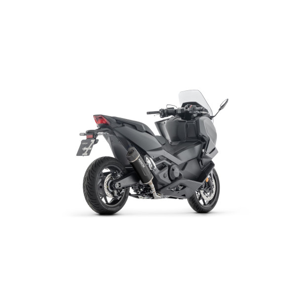 Silencieux ARROW Indy Race EVO version courte en aluminium noir avec embout carbone - homologué CE - HONDA FORZA 750 2021-2026