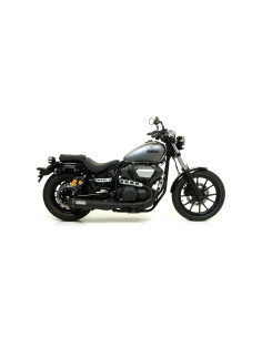 Silencieux d'échappement ARROW Rebel en inox noir avec embout carbone - homologué CE - YAMAHA XV BOLT 950 R 2014-2016