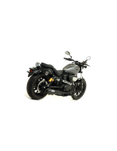 Silencieux d'échappement ARROW Rebel en inox noir avec embout carbone - homologué CE - YAMAHA XV BOLT 950 R 2014-2016 2