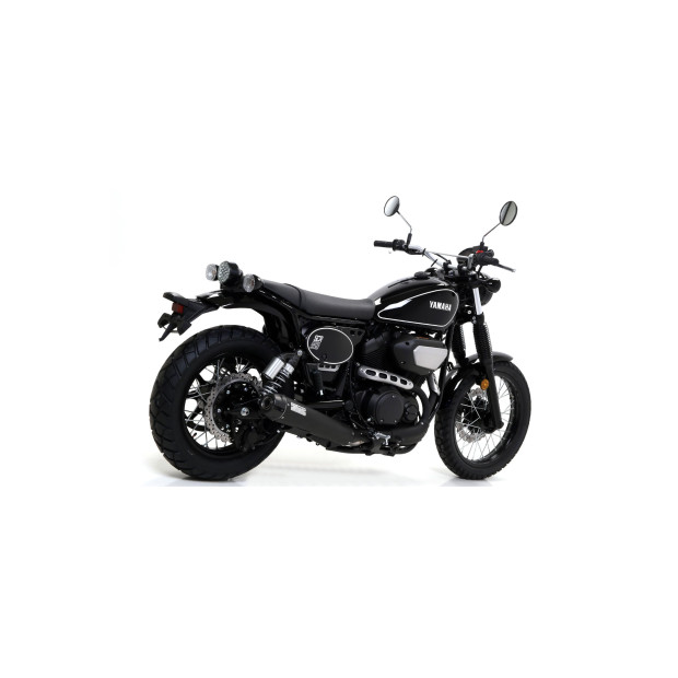 Silencieux d'échappement ARROW Rebel en inox noir avec embout carbone - homologué CE - YAMAHA SCR 950 2017-2020