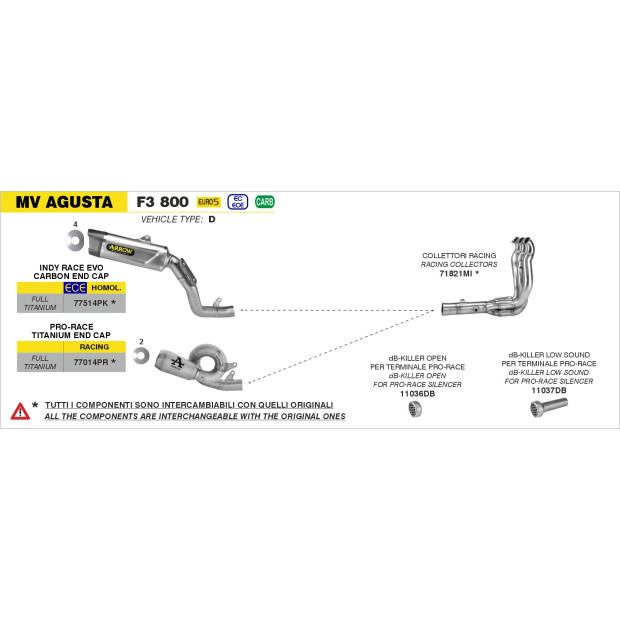 Silencieux d'échappement ARROW Indy Race EVO en titane avec embout carbone - homologué CE - MV AGUSTA F3 800 2022-2026