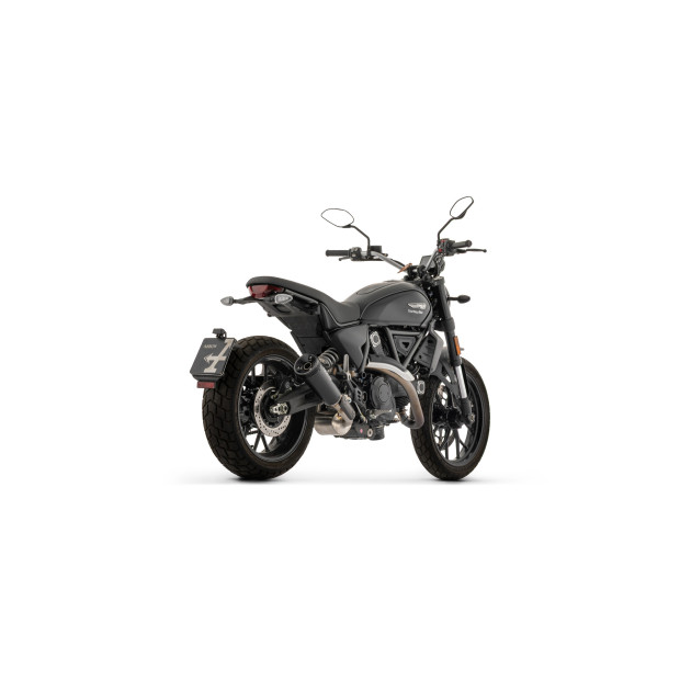 Silencieux d'échappement ARROW Rebel en inox noir avec embout aluminium noir - homologué CE - DUCATI SCRAMBLER 800 2025-2026