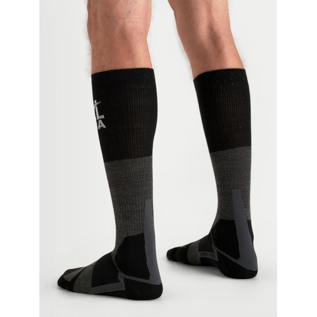 Chaussettes moto Alpinestars AT 8 Merino - Gris anthracite Noir