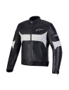 Blouson moto cuir Alpinestars Revern - Noir Gris métal