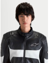 Blouson moto cuir Alpinestars Revern - Noir Gris métal