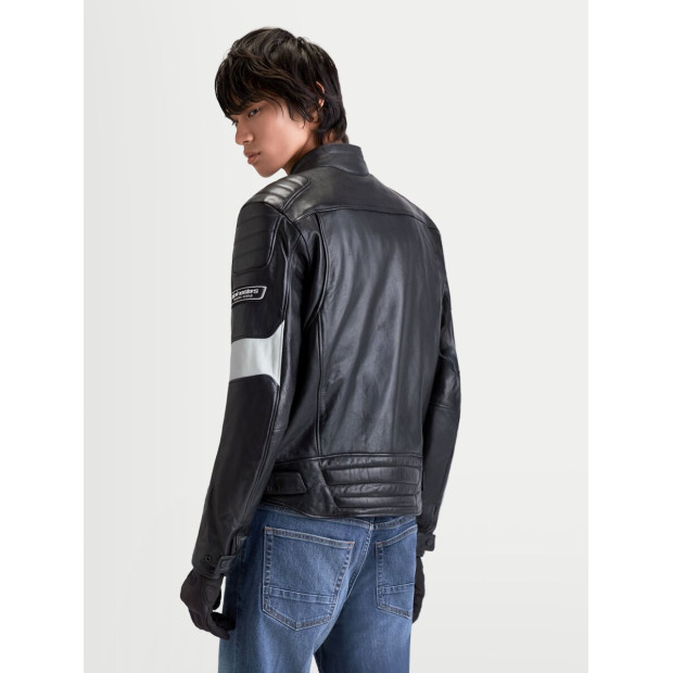 Blouson moto cuir Alpinestars Revern - Noir Gris métal