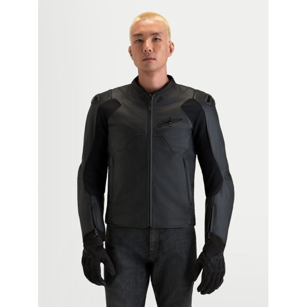 Blouson moto cuir Alpinestars Caliber V2 - Noir
