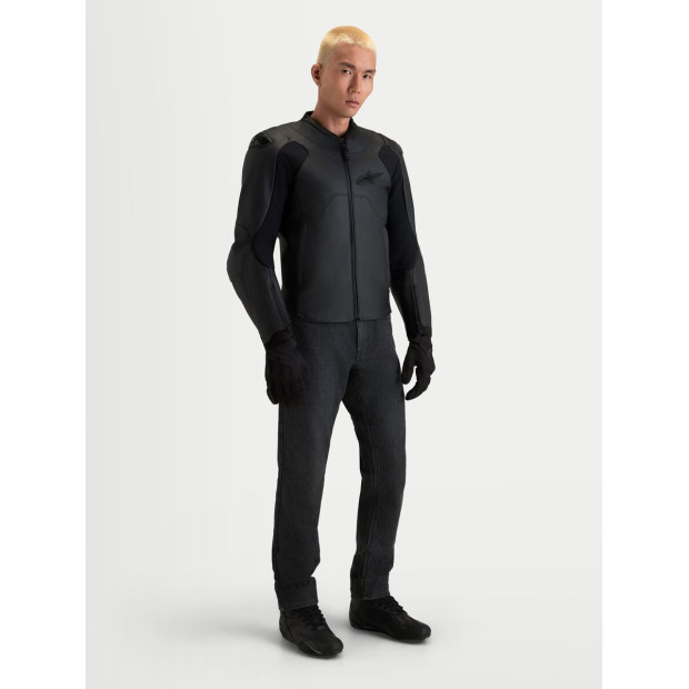 Blouson moto cuir Alpinestars Caliber V2 - Noir