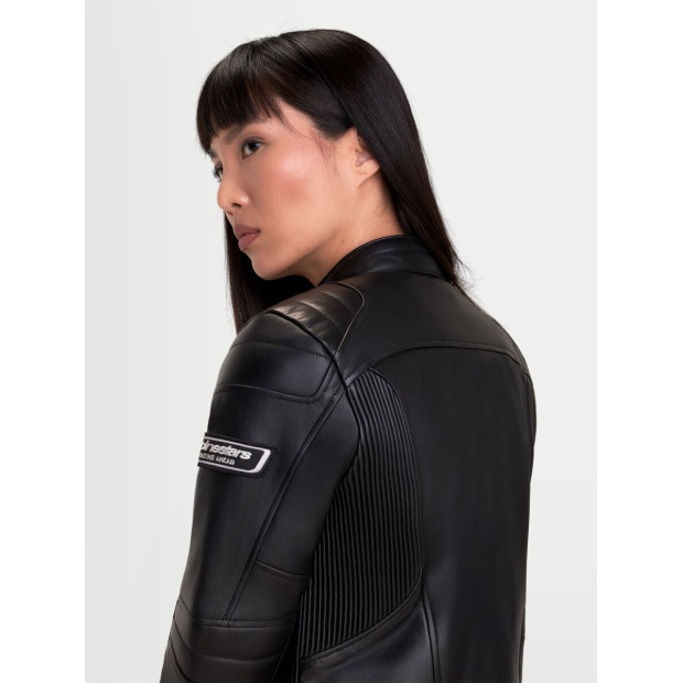 Blouson moto cuir femme Alpinestars Revea - Noir