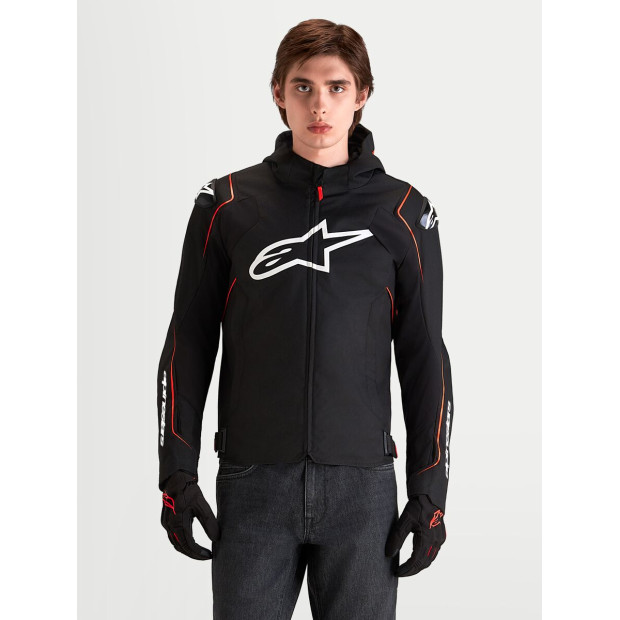 Veste moto Alpinestars Zaca V2 Waterproof - Noir Rouge fluo