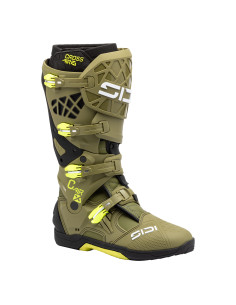Bottes cross Sidi Crossair X Kaki Jaune Fluo