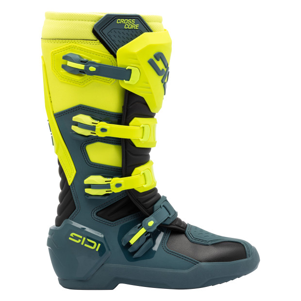 Bottes cross Sidi Crosscore Bleu Pétrole Jaune Fluo