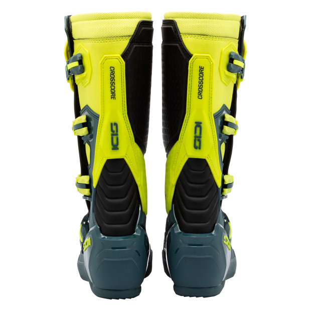 Bottes cross Sidi Crosscore Bleu Pétrole Jaune Fluo