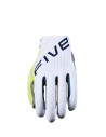 Gants moto cross Five MXF PRO Blanc Jaune fluo