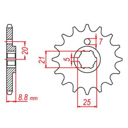 Pignon JT 14 dents pas 520 type 507