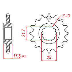 Pignon JT 17 dents pas 428 type 1298 Honda VTR 250