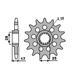 Pignon PBR 15 dents pas 520 type 2250 Ducati 899 Panigale