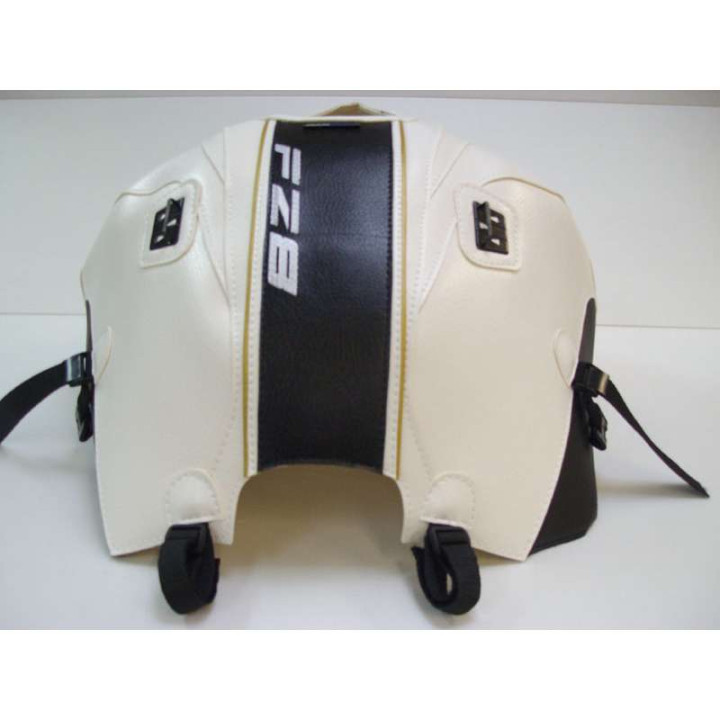 Tapis de réservoir Bagster blanc/deco noire/lisere or (1602J) Yamaha FZ8 N