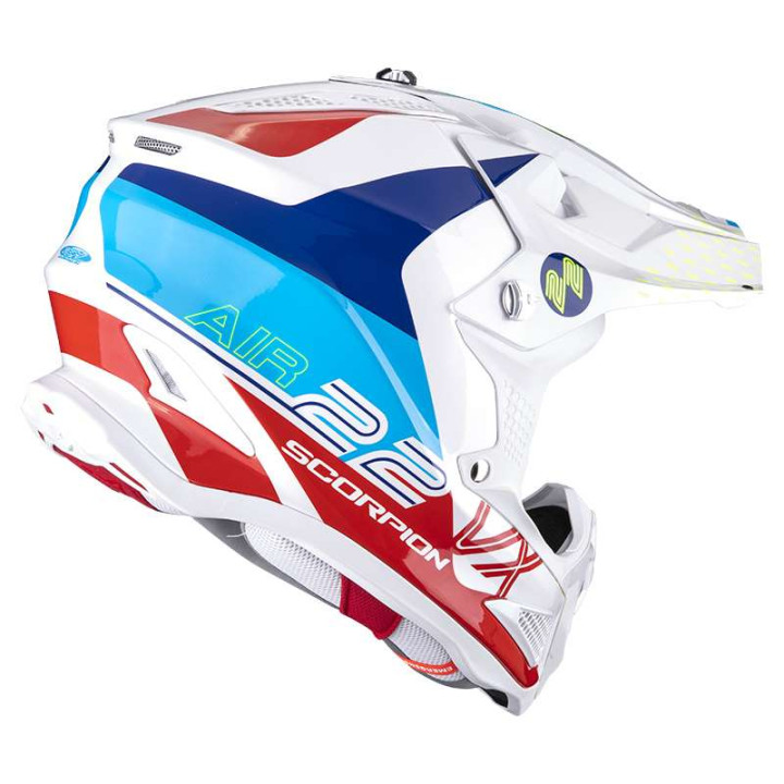 Casque cross Scorpion VX-22 AIR ARES Blanc / Bleu / Rouge