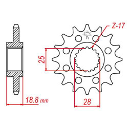 Pignon JT 17 dents pas 525 type 704