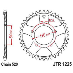 Steel sprocket JT 40 teeth pitch 520 type 1225 Honda CB500X 19-