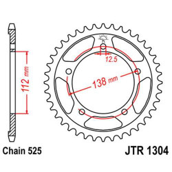 Couronne acier JT 1304/41 dents CBF500 ABS 04-05 VT750C Shadow 98-00