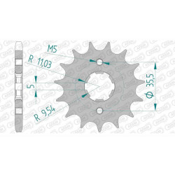 Pignon AFAM 15 dents pas 428 type 21305 Yamaha TW125