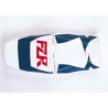 Housse de selle Bagster (2012A) Blanc/Pervenche/Lettres Orange Fluo Yamaha FZR600 94-95