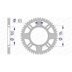 Couronne alu AFAM 55 dents pas 420 type 17104 Kawasaki KX 80
