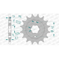 Pignon AFAM 16 dents pas 520 type 20401 Honda CB400 N