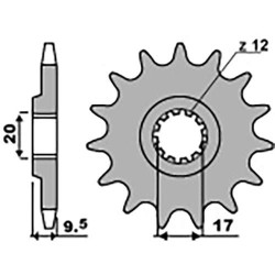 Pignon PBR 12 dents pas 420 type 7005 KTM SX60-65