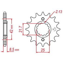 Pignon JT 14 dents pas 520 type 516