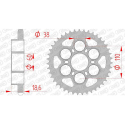Couronne acier AFAM 39 dents pas 525 type 50801 Ducati 1098