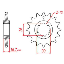 Sprocket JT 16 teeth pitch 525 type 1370 Honda CB600F Hornet