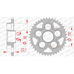 AFAM steel sprocket 43 teeth pitch 520 type 92667 MV (Agusta) 750 Brutale
