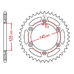 Couronne acier JT 44 dents pas 520 type 698