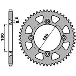 Couronne alu PBR 52 dents ultra-light pas 428 type 798 Yamaha YZ85 grandes roues